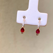 Load image into Gallery viewer, LUOWEND 18K White Gold Natural Ruby Earrings for Women
