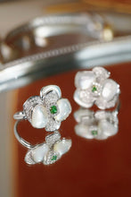 Load image into Gallery viewer, LUOWEND 18K White Gold Natural Green Diamond Ring for Women
