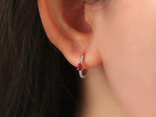 Load image into Gallery viewer, LUOWEND 18K White Gold Natural Ruby Earrings for Women
