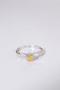 LUOWEND 18K White Gold Natural Yellow Diamond Ring for Women