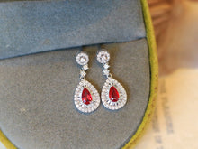 Load image into Gallery viewer, LUOWEND 18K White Gold Natural Ruby Earrings for Women
