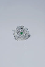 Load image into Gallery viewer, LUOWEND 18K White Gold Natural Green Diamond Ring for Women
