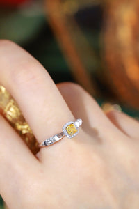 LUOWEND 18K White Gold Natural Yellow Diamond Ring for Women