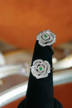 Load image into Gallery viewer, LUOWEND 18K White Gold Natural Green Diamond Ring for Women
