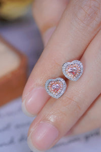 LUOWEND 18K White Gold Real Natural Pink Diamond Stud Earrings for Women
