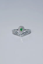 Load image into Gallery viewer, LUOWEND 18K White Gold Natural Green Diamond Ring for Women
