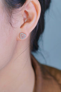 LUOWEND 18K White Gold Real Natural Pink Diamond Stud Earrings for Women