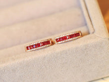 Load image into Gallery viewer, LUOWEND 18K Rose Gold Natural Ruby Earrings for Women
