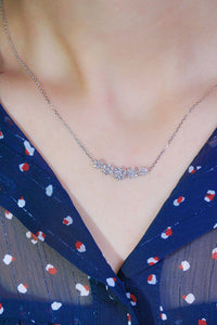 LUOWEND 18K White Gold Real Natural Diamond Pendant Necklace for Women