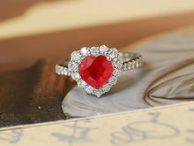 Load image into Gallery viewer, LUOWEND 18K White Gold Natural Ruby Ring for Women
