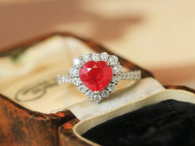 Load image into Gallery viewer, LUOWEND 18K White Gold Natural Ruby Ring for Women
