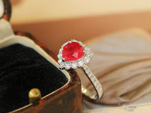 Load image into Gallery viewer, LUOWEND 18K White Gold Natural Ruby Ring for Women
