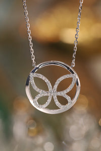 LUOWEND 18K White Gold Natural Diamond Necklace for Women