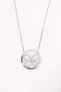LUOWEND 18K White Gold Natural Diamond Necklace for Women