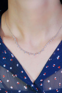 LUOWEND 18K White Gold Real Natural Diamond Necklace for Women
