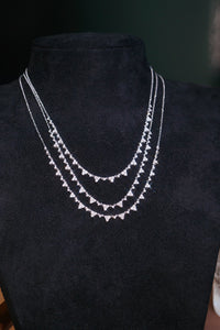 LUOWEND 18K White Gold Real Natural Diamond Necklace for Women