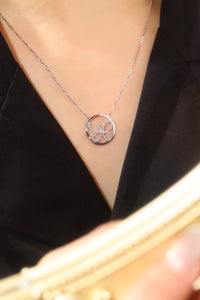 LUOWEND 18K White Gold Natural Diamond Necklace for Women