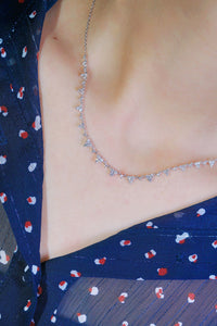 LUOWEND 18K White Gold Real Natural Diamond Necklace for Women
