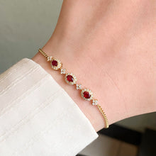 Load image into Gallery viewer, LUOWEND 18K Yellow Gold Natural Ruby Bracelet for Women
