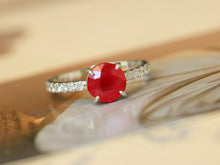 Load image into Gallery viewer, LUOWEND 18K White Gold Natural Ruby Ring for Women
