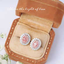 Load image into Gallery viewer, LUOWEND 18K White Gold Real Natural Pink Diamond Stud Earrings for Women
