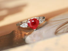 Load image into Gallery viewer, LUOWEND 18K White Gold Natutral Ruby Ring for Women
