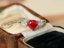 Load image into Gallery viewer, LUOWEND 18K White Gold Natutral Ruby Ring for Women
