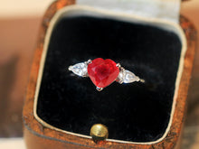 Load image into Gallery viewer, LUOWEND 18K White Gold Natutral Ruby Ring for Women
