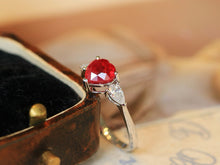 Load image into Gallery viewer, LUOWEND 18K White Gold Natutral Ruby Ring for Women
