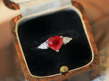 Load image into Gallery viewer, LUOWEND 18K White Gold Natutral Ruby Ring for Women
