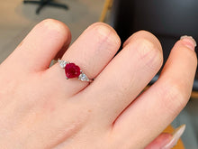 Load image into Gallery viewer, LUOWEND 18K White Gold Natutral Ruby Ring for Women
