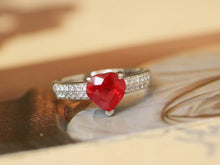 Load image into Gallery viewer, LUOWEND 18K White Gold Natural Ruby Ring for Women
