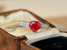 Load image into Gallery viewer, LUOWEND 18K White Gold Natural Ruby Ring for Women
