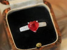 Load image into Gallery viewer, LUOWEND 18K White Gold Natural Ruby Ring for Women
