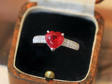 Load image into Gallery viewer, LUOWEND 18K White Gold Natural Ruby Ring for Women
