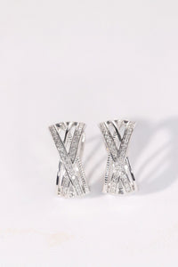 LUOWEND 18K White Gold Natural Diamond Earrings for Women