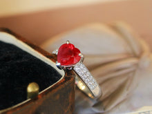 Load image into Gallery viewer, LUOWEND 18K White Gold Natural Ruby Ring for Women
