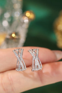 LUOWEND 18K White Gold Natural Diamond Earrings for Women