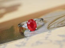 Load image into Gallery viewer, LUOWEND 18K White Gold Natural Ruby Ring for Women
