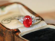 Load image into Gallery viewer, LUOWEND 18K White Gold Natural Ruby Ring for Women

