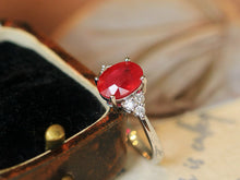 Load image into Gallery viewer, LUOWEND 18K White Gold Natural Ruby Ring for Women
