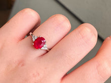 Load image into Gallery viewer, LUOWEND 18K White Gold Natural Ruby Ring for Women
