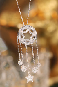 LUOWEND 18K White Gold Natural Diamond Necklace for Women