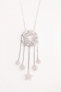 LUOWEND 18K White Gold Natural Diamond Necklace for Women