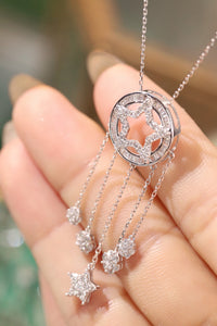 LUOWEND 18K White Gold Natural Diamond Necklace for Women