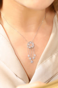 LUOWEND 18K White Gold Natural Diamond Necklace for Women