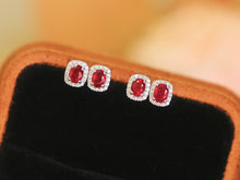 Load image into Gallery viewer, LUOWEND 18K White Gold Natural Ruby Earrings for Women
