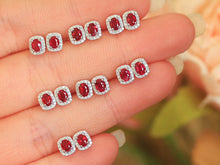 Load image into Gallery viewer, LUOWEND 18K White Gold Natural Ruby Earrings for Women
