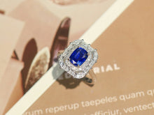 Load image into Gallery viewer, LUOWEND 18K White Gold Natural Sapphire Ring for Women
