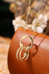 LUOWEND 18K Yellow Gold Natural Diamond Necklace for Women